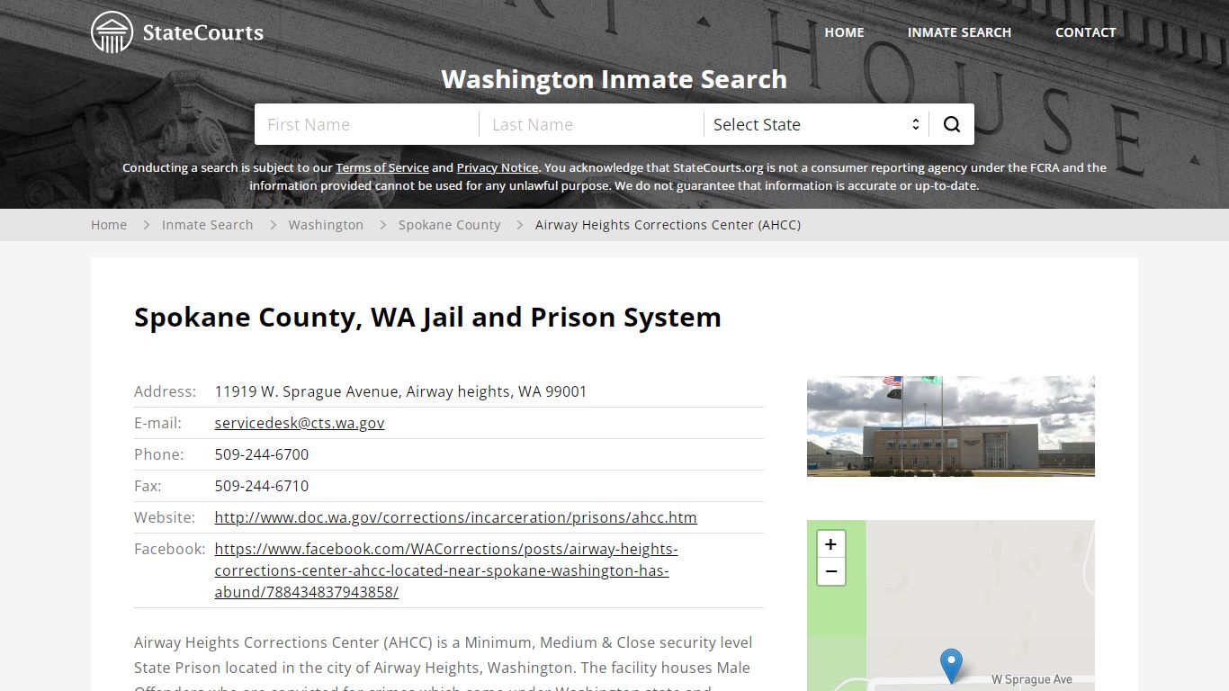 Airway Heights Corrections Center (AHCC) Inmate Records Search ...